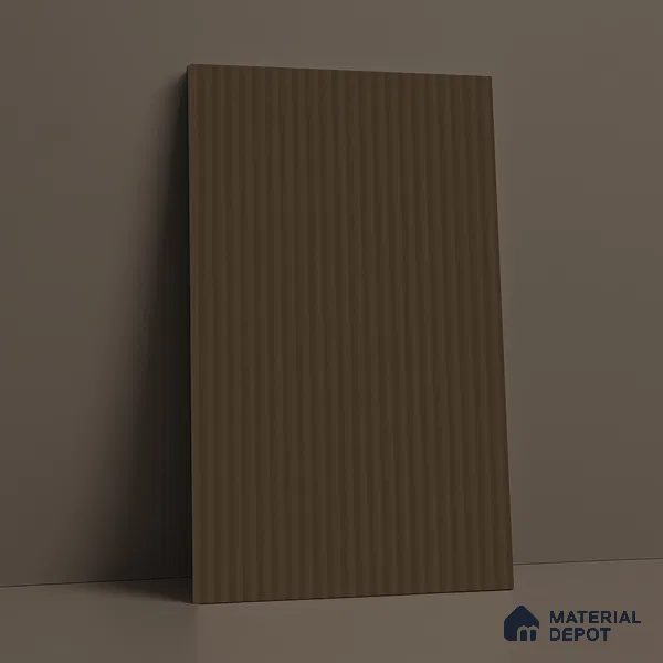 Fluted Solid Color Look LM 21623 Umber Brown 8ft x 4ft Texture Finish Decorative Laminate - 1 mm | Suitable for TV Unit, Wardrobe, Kitchen Cabinets