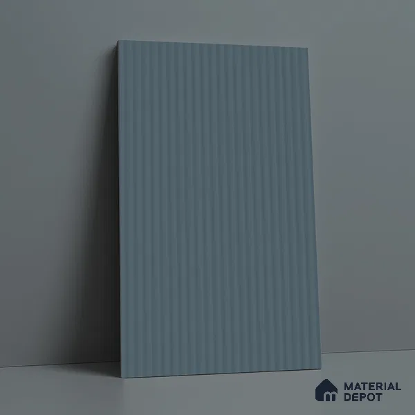 Fluted Solid Color Look LM 21626 Corsican Blue 8ft x 4ft Texture Finish Decorative Laminate - 1 mm | Suitable for TV Unit, Wardrobe, Kitchen Cabinets