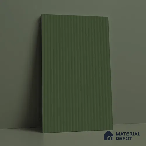 Fluted Solid Color Look LM 21627 Uniform Green 8ft x 4ft Texture Finish Decorative Laminate - 1 mm | Suitable for TV Unit, Wardrobe, Kitchen Cabinets
