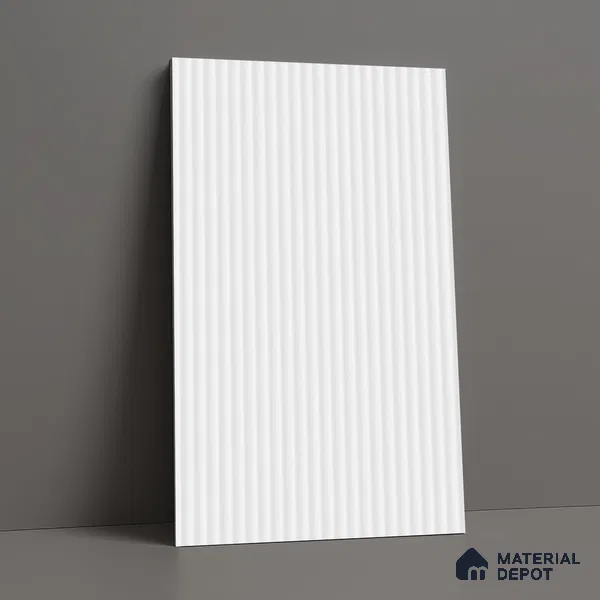 Fluted Solid Color Look LM 21628 Coconut White 8ft x 4ft Texture Finish Decorative Laminate - 1 mm | Suitable for TV Unit, Wardrobe, Kitchen Cabinets