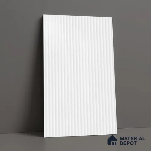 Fluted Solid Color Look LM 21631 Pearl 8ft x 4ft Glossy Finish Decorative Laminate - 1 mm | Suitable for TV Unit, Wardrobe, Kitchen Cabinets