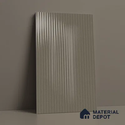 Fluted Solid Color Look LM 21632 Sober Silver 8ft x 4ft Glossy Finish Decorative Laminate - 1 mm | Suitable for TV Unit, Wardrobe, Kitchen Cabinets