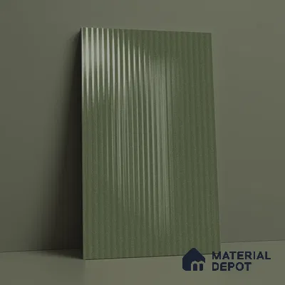 Fluted Solid Color Look LM 21633 Moss Green 8ft x 4ft Glossy Finish Decorative Laminate - 1 mm | Suitable for TV Unit, Wardrobe, Kitchen Cabinets