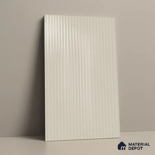 Fluted Solid Color Look LM 21634 Snow White 8ft x 4ft Glossy Finish Decorative Laminate - 1 mm | Suitable for TV Unit, Wardrobe, Kitchen Cabinets