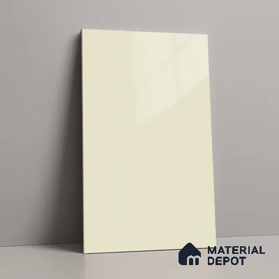 Ivory Solid Colors Look LM 23257 Pure Ivory 8 ft x 4 ft High Gloss Finish 6H Anti Scratch Acrylic Laminate - 1.5 mm | Suitable for Living Room, Kitchen, Office