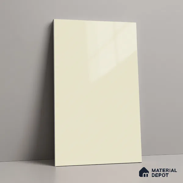 Ivory Solid Colors Look LM 23257 Pure Ivory 8 ft x 4 ft High Gloss Finish 6H Anti Scratch Acrylic Laminate - 1.5 mm | Suitable for Living Room, Kitchen, Office