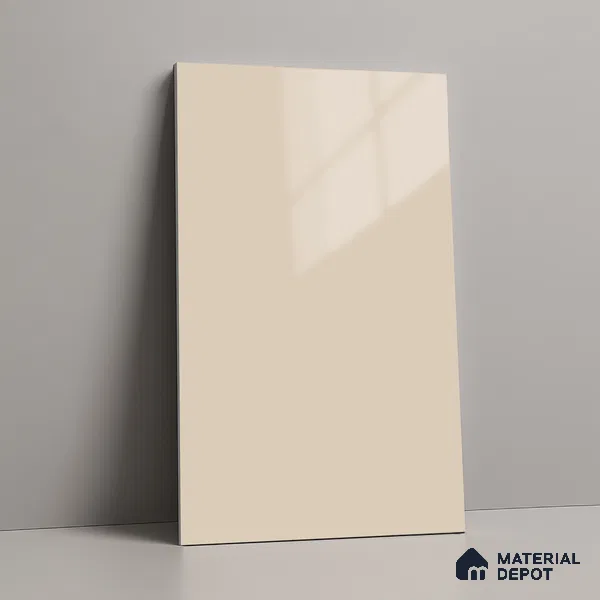 White Solid Colors Look LM 23258 Pale Pearl 8 ft x 4 ft High Gloss Finish 6H Anti Scratch Acrylic Laminate - 1.5 mm | Suitable for Living Room, Kitchen, Office