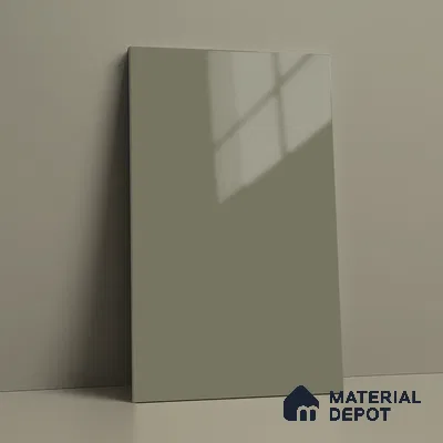 Olive Grey Solid Colors Look LM 23274 Quiet Dawn 8 ft x 4 ft High Gloss Finish 6H Anti Scratch Acrylic Laminate - 1.5 mm | Suitable for Living Room, Kitchen, Office