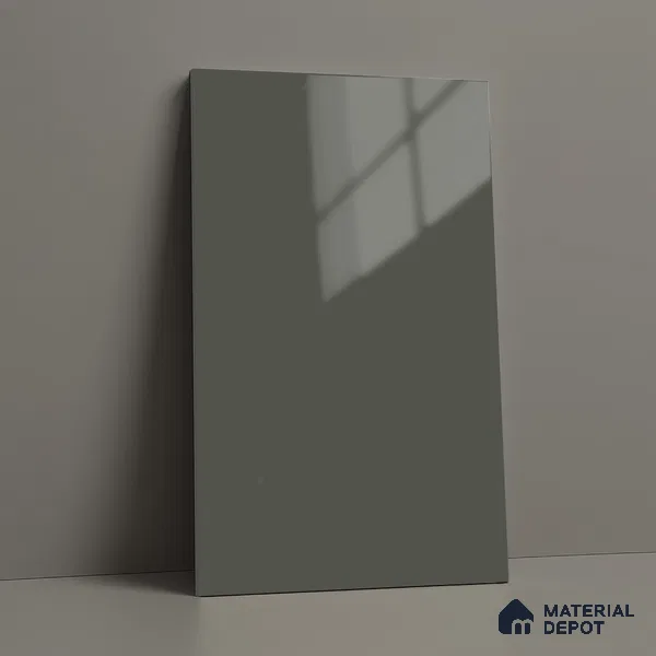 Charcoal Grey Solid Colors Look LM 23291 Silver Trinket 8 ft x 4 ft High Gloss Finish 6H Anti Scratch Acrylic Laminate - 1.5 mm | Suitable for Living Room, Kitchen, Office