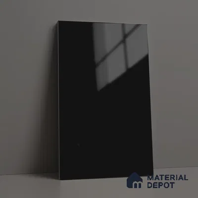 Black Solid Colors Look LM 23295 Carbon Black 8 ft x 4 ft High Gloss Finish 6H Anti Scratch Acrylic Laminate - 1.5 mm | Suitable for Living Room, Kitchen, Office