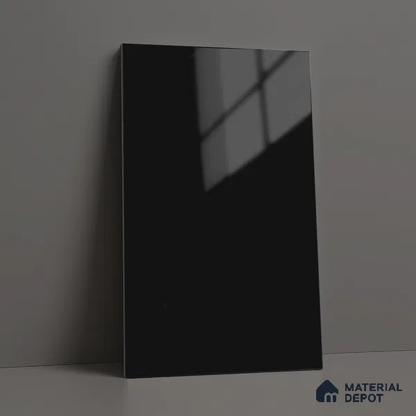 Black Solid Colors Look LM 23295 Carbon Black 8 ft x 4 ft High Gloss Finish 6H Anti Scratch Acrylic Laminate - 1.5 mm | Suitable for Living Room, Kitchen, Office