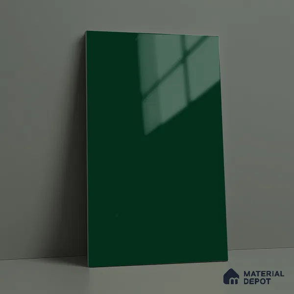 Midnight Pine Green Solid Colors Look LM 23306 Midnight Pine 8 ft x 4 ft High Gloss Finish 6H Anti Scratch Acrylic Laminate - 1.5 mm | Suitable for Living Room, Kitchen, Office