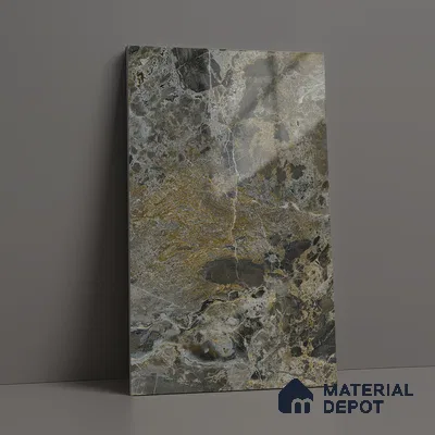Grey Marble Look LM 23340 Rugged Slate 8 ft x 4 ft High Gloss Finish 6H Anti Scratch Acrylic Laminate - 1.5 mm | Suitable for Kitchen Cabinet, TV Unit, Wardrobe