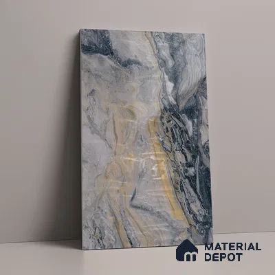 Grey Marble Look LM 23341 Dustfire Marble 8 ft x 4 ft High Gloss Finish 6H Anti Scratch Acrylic Laminate - 1.5 mm | Suitable for Kitchen Cabinet, TV Unit, Wardrobe