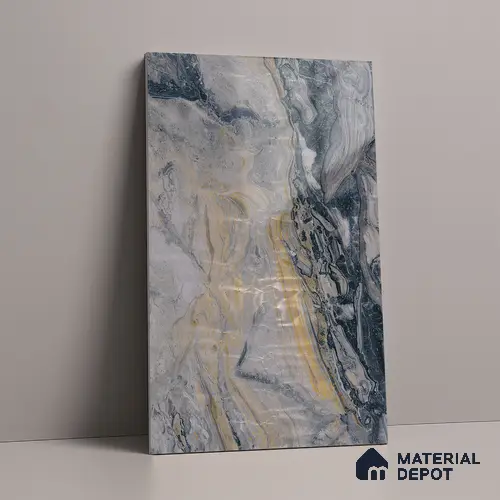 Grey Marble Look LM 23341 Dustfire Marble 8 ft x 4 ft High Gloss Finish 6H Anti Scratch Acrylic Laminate - 1.5 mm | Suitable for Kitchen Cabinet, TV Unit, Wardrobe