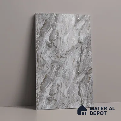 Silver Marble Look LM 23342 Silver Canyon 8 ft x 4 ft High Gloss Finish 6H Anti Scratch Acrylic Laminate - 1.5 mm | Suitable for Kitchen Cabinet, TV Unit, Wardrobe