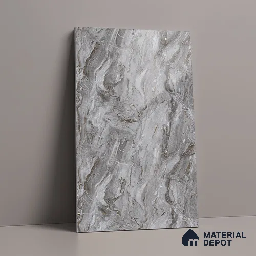 Silver Marble Look LM 23342 Silver Canyon 8 ft x 4 ft High Gloss Finish 6H Anti Scratch Acrylic Laminate - 1.5 mm | Suitable for Kitchen Cabinet, TV Unit, Wardrobe