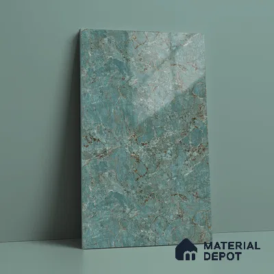 Green Marble Look LM 23343 Teal Granite 8 ft x 4 ft High Gloss Finish 6H Anti Scratch Acrylic Laminate - 1.5 mm | Suitable for Kitchen Cabinet, TV Unit, Wardrobe
