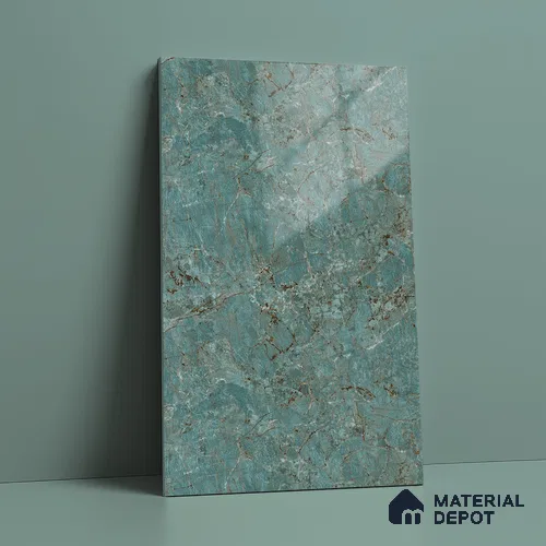 Green Marble Look LM 23343 Teal Granite 8 ft x 4 ft High Gloss Finish 6H Anti Scratch Acrylic Laminate - 1.5 mm | Suitable for Kitchen Cabinet, TV Unit, Wardrobe