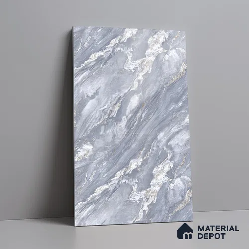 Grey Marble Look LM 23346 Blue Dusk Marble 8 ft x 4 ft High Gloss Finish 6H Anti Scratch Acrylic Laminate - 1.5 mm | Suitable for Kitchen Cabinet, TV Unit, Wardrobe
