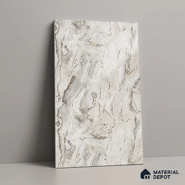 Grey Marble Look LM 23348 Sand Crest Marble 8 ft x 4 ft High Gloss Finish 6H Anti Scratch Acrylic Laminate - 1.5 mm | Suitable for Kitchen Cabinet, TV Unit, Wardrobe