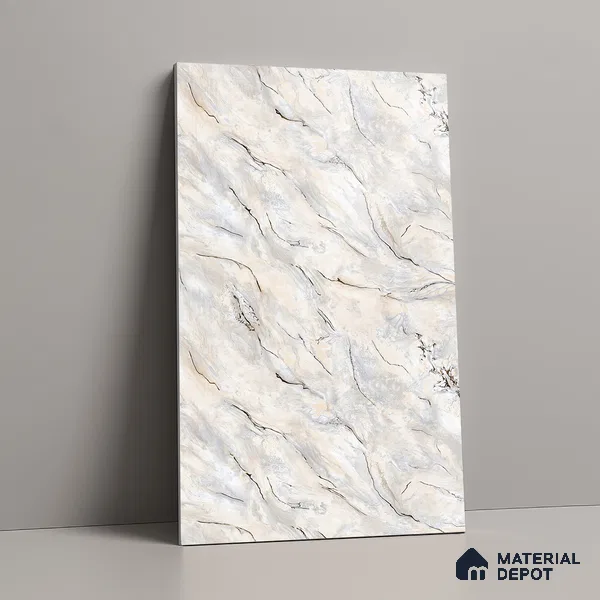 Multi Colour Marble Look LM 23353 Ivory Drift 8 ft x 4 ft High Gloss Finish 6H Anti Scratch Acrylic Laminate - 1.5 mm | Suitable for Kitchen Cabinet, TV Unit, Wardrobe