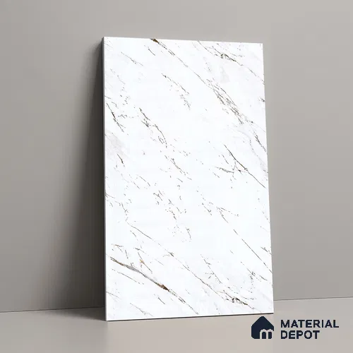White Marble Look LM 23356 Venato Luxe 8 ft x 4 ft High Gloss Finish 6H Anti Scratch Acrylic Laminate - 1.5 mm | Suitable for Kitchen Cabinet, TV Unit, Wardrobe