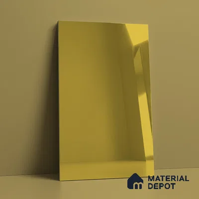 Golden Mirror Look LM 23368 Golden 8 ft x 4 ft High Gloss Finish 6H Anti Scratch Acrylic Laminate - 1.5 mm | Suitable for Kitchen Cabinet, TV Unit, Wardrobe