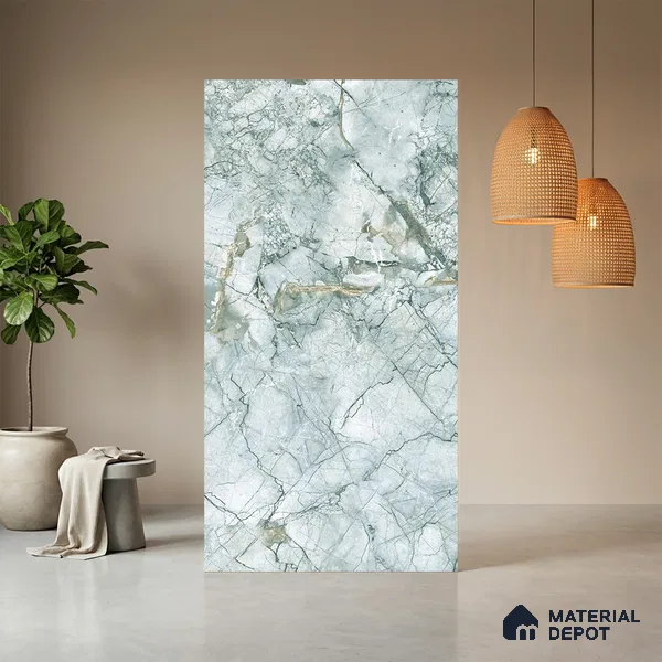Grey Marble Look LM 06181 8 ft x 4 ft Texture Finish Decorative Laminate - 1 mm | Suitable for TV Unit, Wardrobe, Kitchen Cabinets
