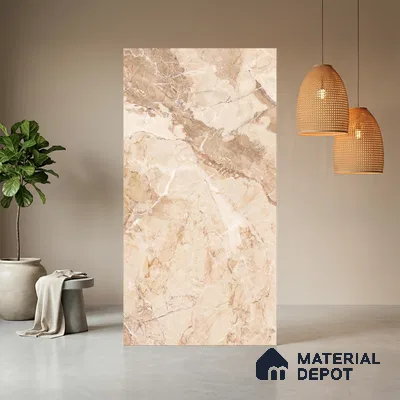 Brown Marble Look LM 06183 8 ft x 4 ft Texture Finish Decorative Laminate - 1 mm | Suitable for TV Unit, Wardrobe, Kitchen Cabinets