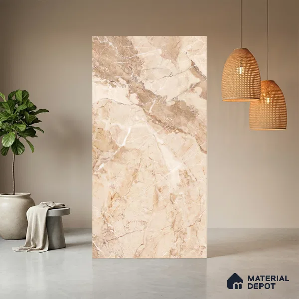 Brown Marble Look LM 06183 8 ft x 4 ft Texture Finish Decorative Laminate - 1 mm | Suitable for TV Unit, Wardrobe, Kitchen Cabinets