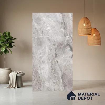 Grey Marble Look LM 06184 8 ft x 4 ft Matte Finish Decorative Laminate - 1 mm | Suitable for TV Unit, Wardrobe, Kitchen Cabinets