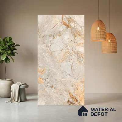Brown Marble Look LM 06186 8 ft x 4 ft Texture Finish Decorative Laminate - 1 mm | Suitable for TV Unit, Wardrobe, Kitchen Cabinets