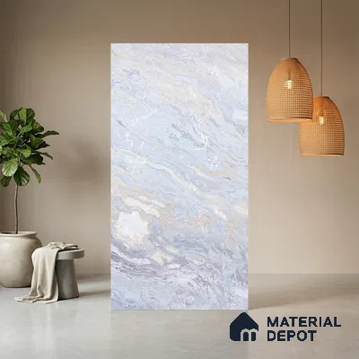 Blue Marble Look LM 06188 8 ft x 4 ft Texture Finish Decorative Laminate - 1 mm | Suitable for TV Unit, Wardrobe, Kitchen Cabinets