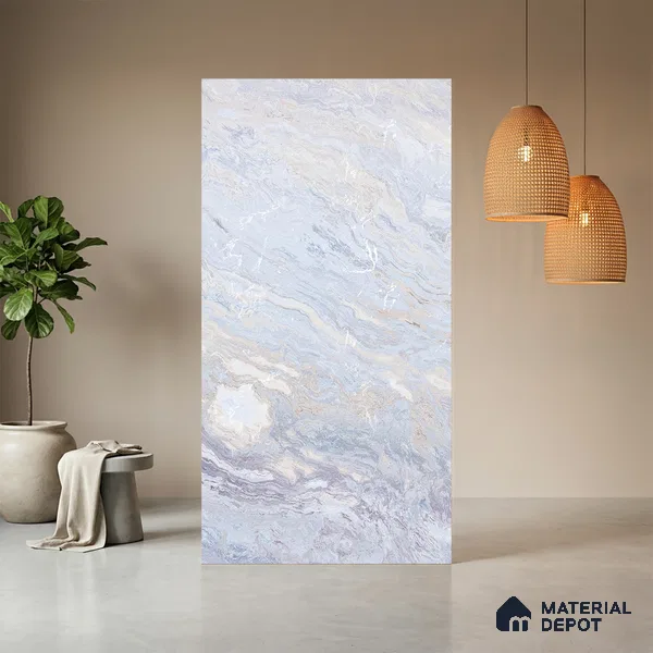 Blue Marble Look LM 06188 8 ft x 4 ft Texture Finish Decorative Laminate - 1 mm | Suitable for TV Unit, Wardrobe, Kitchen Cabinets