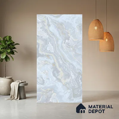 Blue Marble Look LM 06193 8 ft x 4 ft Matte Finish Decorative Laminate - 1 mm | Suitable for TV Unit, Wardrobe, Kitchen Cabinets