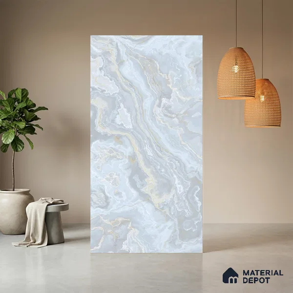 Blue Marble Look LM 06193 8 ft x 4 ft Matte Finish Decorative Laminate - 1 mm | Suitable for TV Unit, Wardrobe, Kitchen Cabinets