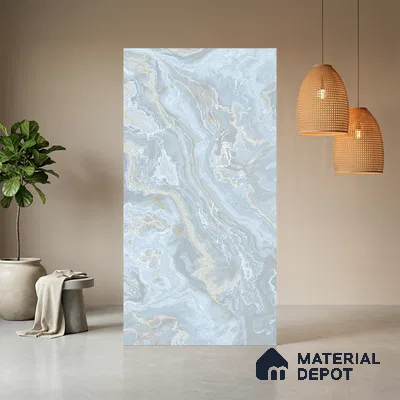 Blue Marble Look LM 06194 8 ft x 4 ft Texture Finish Decorative Laminate - 1 mm | Suitable for TV Unit, Wardrobe, Kitchen Cabinets