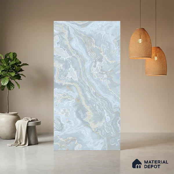 Blue Marble Look LM 06194 8 ft x 4 ft Texture Finish Decorative Laminate - 1 mm | Suitable for TV Unit, Wardrobe, Kitchen Cabinets