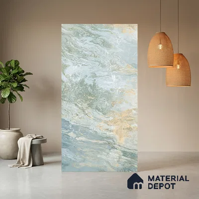 Brown Marble Look LM 06198 8 ft x 4 ft Texture Finish Decorative Laminate - 1 mm | Suitable for TV Unit, Wardrobe, Kitchen Cabinets