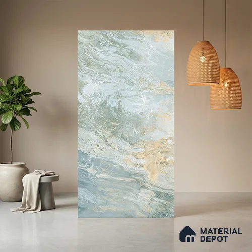 Brown Marble Look LM 06198 8 ft x 4 ft Texture Finish Decorative Laminate - 1 mm | Suitable for TV Unit, Wardrobe, Kitchen Cabinets