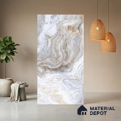 Grey Marble Look LM 06199 8 ft x 4 ft Texture Finish Decorative Laminate - 1 mm | Suitable for TV Unit, Wardrobe, Kitchen Cabinets