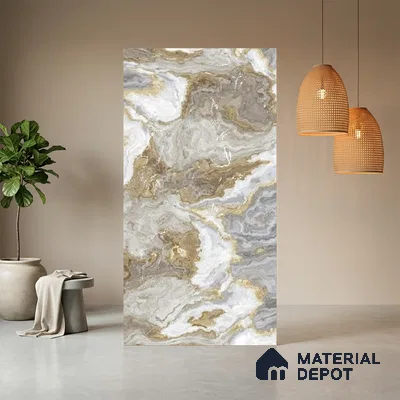 Brown Marble Look LM 06200 8 ft x 4 ft Texture Finish Decorative Laminate - 1 mm | Suitable for TV Unit, Wardrobe, Kitchen Cabinets