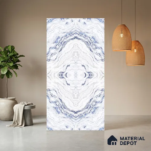 White Marble Look LM 06202 8 ft x 4 ft Texture Finish Decorative Laminate - 1 mm | Suitable for TV Unit, Wardrobe, Kitchen Cabinets