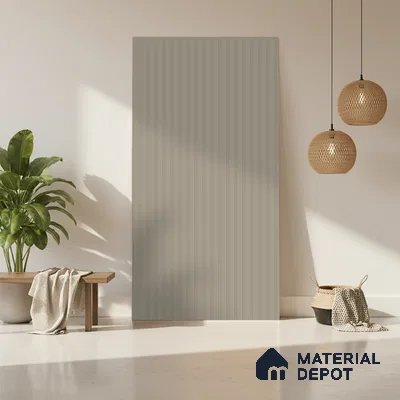 Mist Beige Fluted Solid Color LM 01855 8 ft x 4 ft Matte Finish Decorative Laminate - 1 mm | Suitable for TV Unit,Wardrobe, Kitchen Cabinets