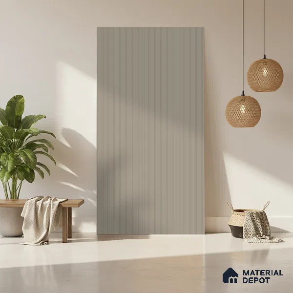 Mist Beige Fluted Solid Color LM 01855 8 ft x 4 ft Matte Finish Decorative Laminate - 1 mm | Suitable for TV Unit,Wardrobe, Kitchen Cabinets