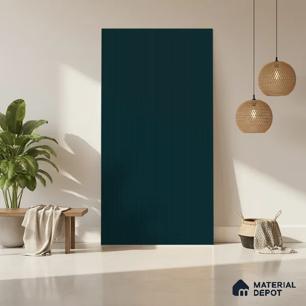 Petrol Blue Fluted Solid Color LM 01870 8 ft x 4 ft Matte Finish Decorative Laminate - 1 mm | Suitable for TV Unit,Wardrobe, Kitchen Cabinets