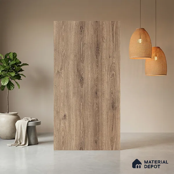 Wooden Look LM 05350 Cezarus Kraft Oak 8 ft x 4 ft Texture Finish Decorative Laminate - 1 mm | Suitable for TV Unit, Wardrobe, Kitchen Cabinets