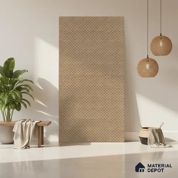 Beige Cane Look LM 20052 8 ft x 4 ft Texture Finish Decorative Laminate - 1 mm | Suitable for TV Unit, Wardrobe, Kitchen Cabinets