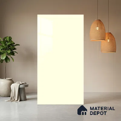 Warm White Beige Solid Colors Look LM 01900 8 ft x 4 ft Glossy Finish Decorative Laminate - 1 mm | Suitable for Living Room, Kitchen, Office